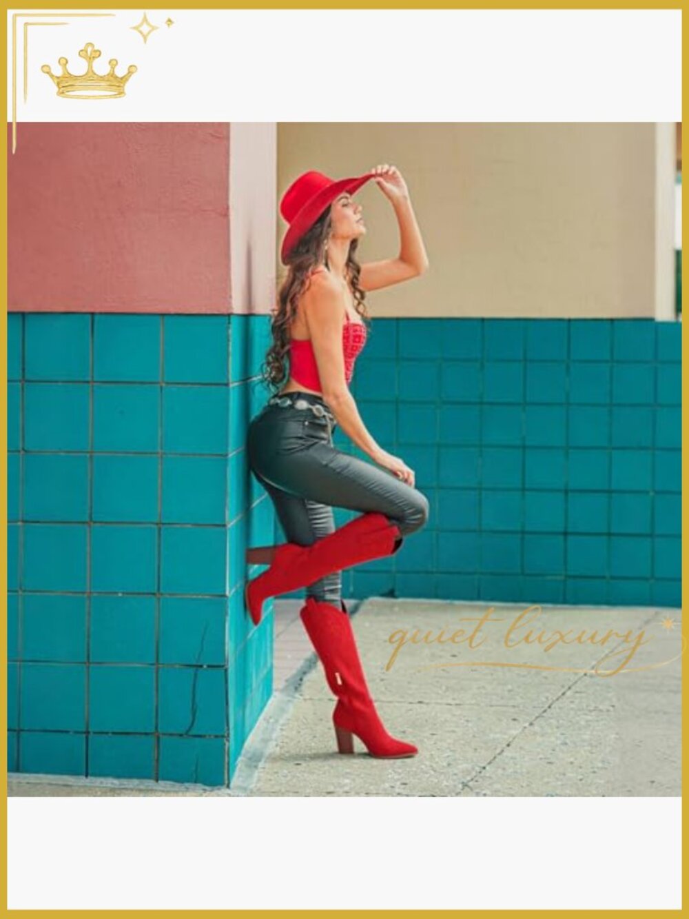 Knee High Cowboy Boots Pointed Toe Chunky Heel Pull-on Embroidered Wide Calf - Picture 2 of 7